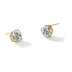Cubic Zirconia Stud Earrings in 10K Yellow Gold with Clear Round Stones, 8mm - Sophia Jewelers