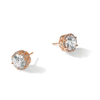 Cubic Zirconia Stud Earrings in 10K Rose Gold, 9.7x10mm - Sophia Jewelers