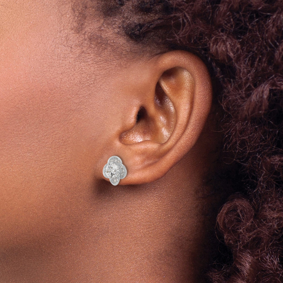 Cubic Zirconia Stud Earrings in 10K White Gold, 6mm - Sophia Jewelers