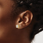 Square Cubic Zirconia Stud Earrings in 10K Yellow Gold, 7mm - Sophia Jewelers