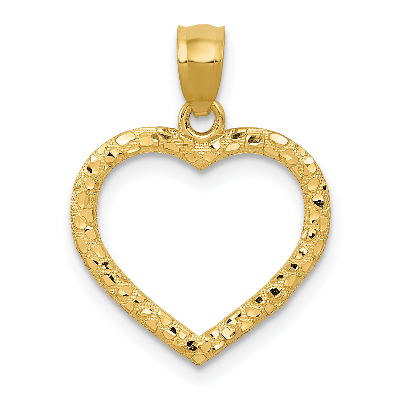 10K Polished & Textured Cut-out Heart Pendant Main image