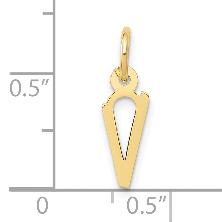 10k Small Slanted Block Initial V Charm