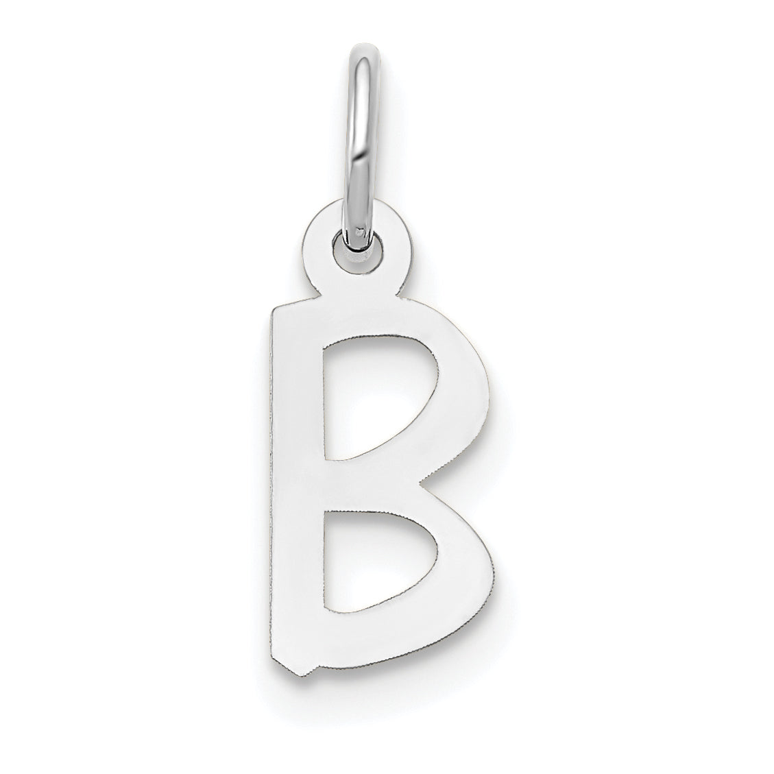 10k White Gold Small Slanted Block Initial B Charm Main image