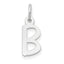 10k White Gold Small Slanted Block Initial B Charm