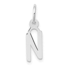 10k White Gold Small Slanted Block Initial N Char