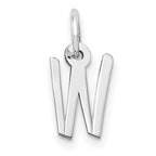 10k White Gold Small Slanted Block Initial W Char