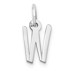 10k White Gold Small Slanted Block Initial W Char