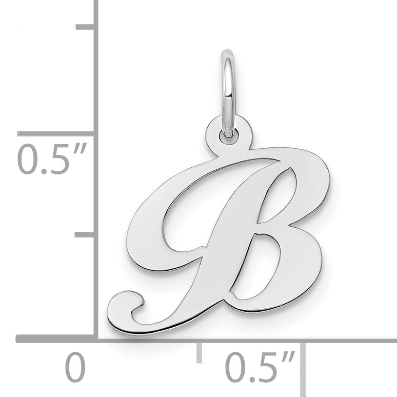10k White Gold Small Fancy Script Initial B Charm Secondary image