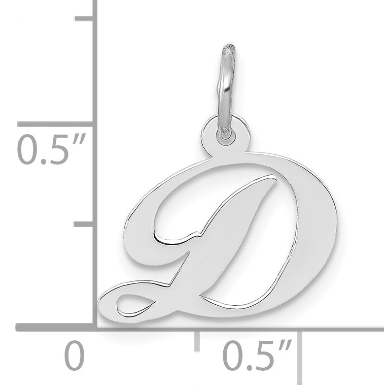 10k White Gold Small Fancy Script Initial D Charm Secondary image