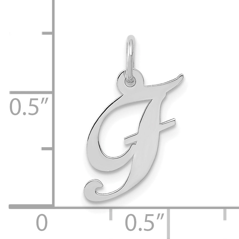 10k White Gold Small Fancy Script Initial F Charm Secondary image