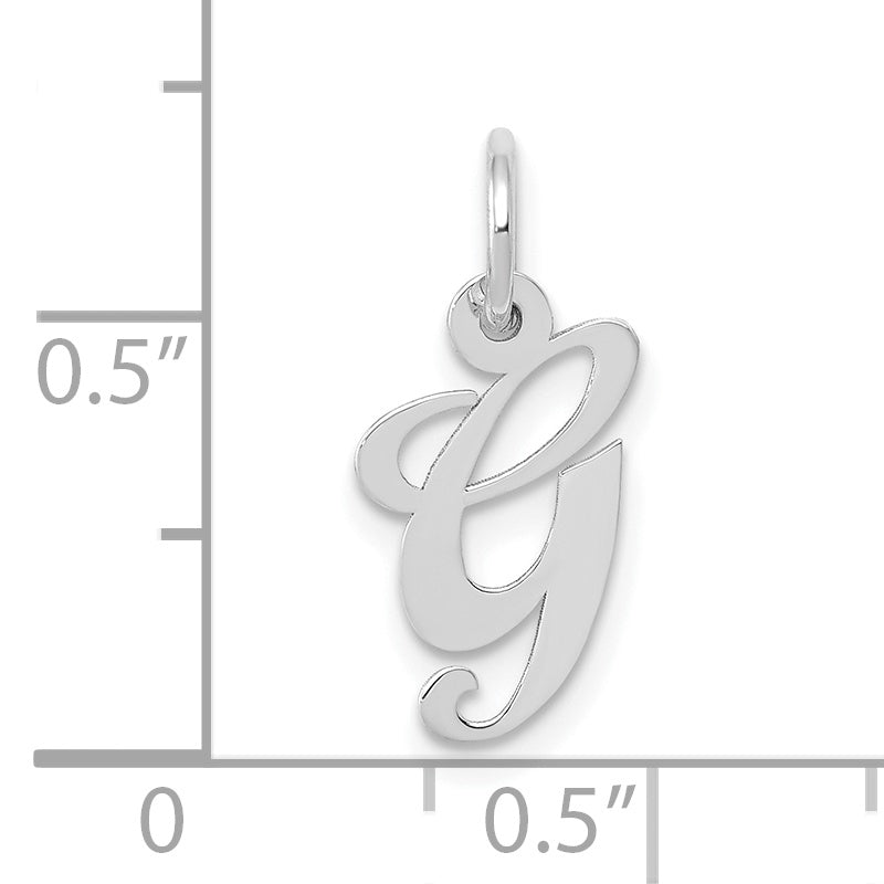 10k White Gold Small Fancy Script Initial G Charm Secondary image
