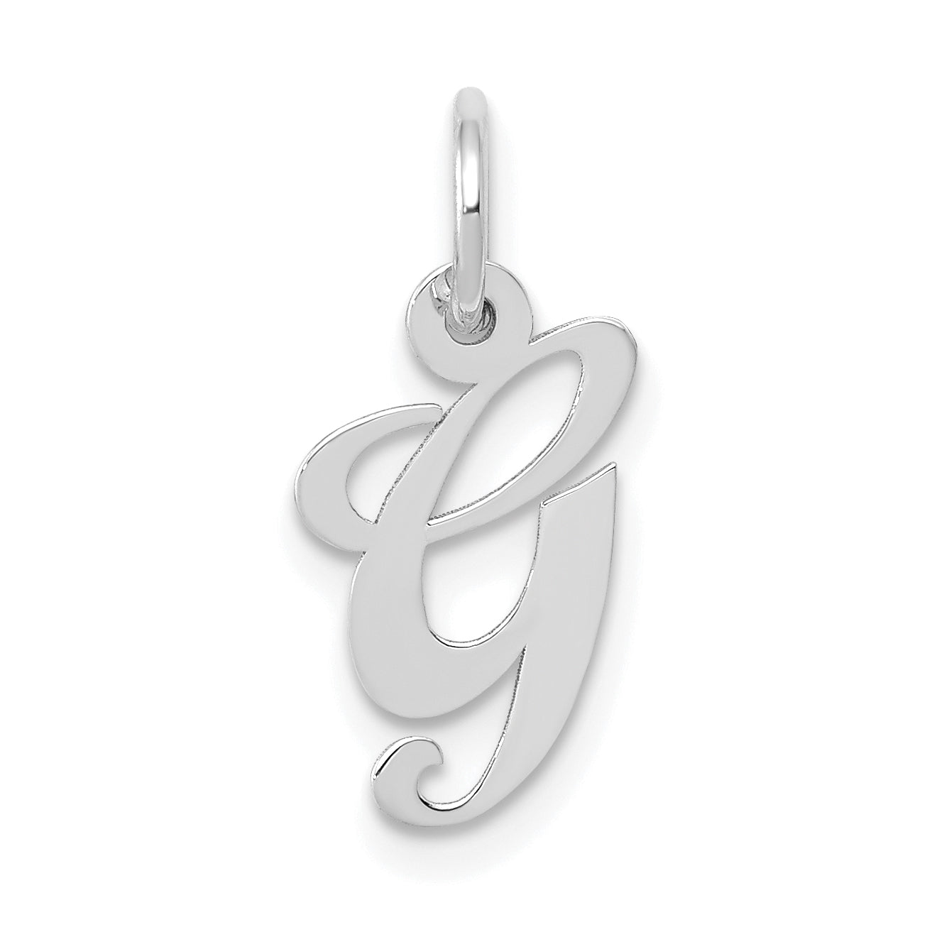10k White Gold Small Fancy Script Initial G Charm Main image