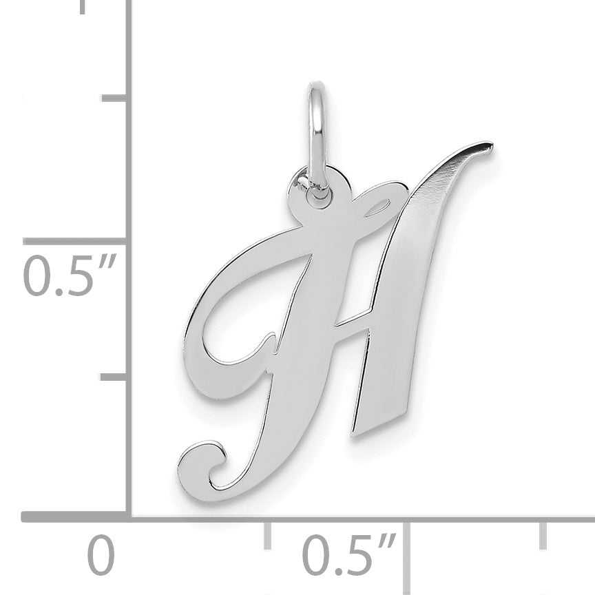 10k White Gold Small Fancy Script Initial H Charm Secondary image