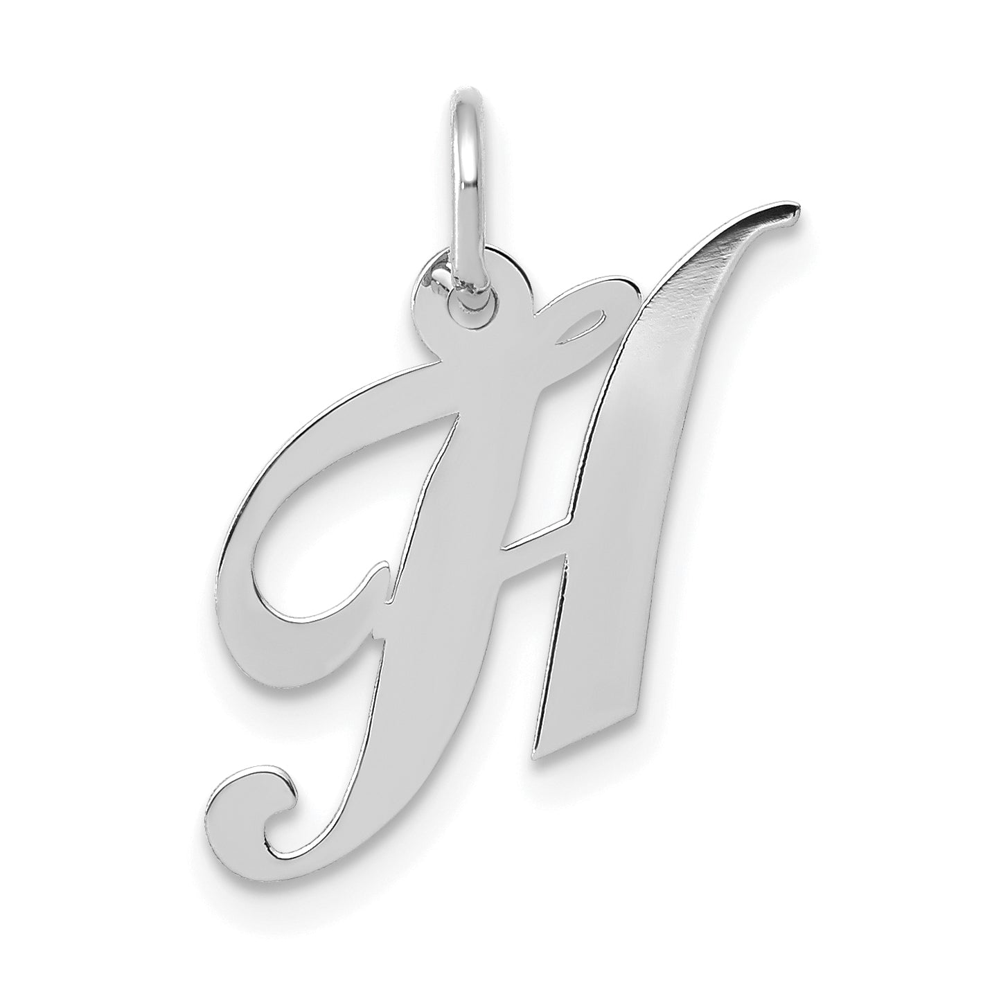 10k White Gold Small Fancy Script Initial H Charm Main image