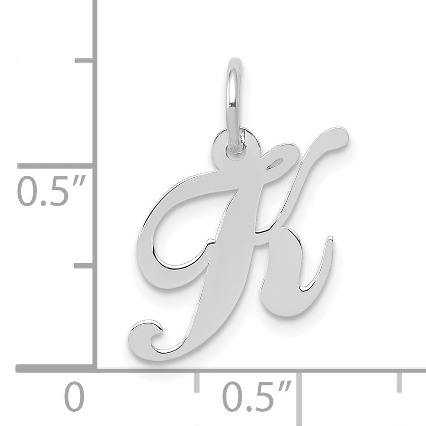 10k White Gold Small Fancy Script Initial K Charm Secondary image