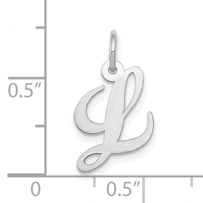 10k White Gold Small Fancy Script Initial L Charm Secondary image