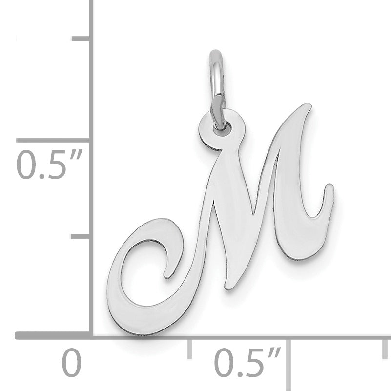 10k White Gold Small Fancy Script Initial M Charm Secondary image