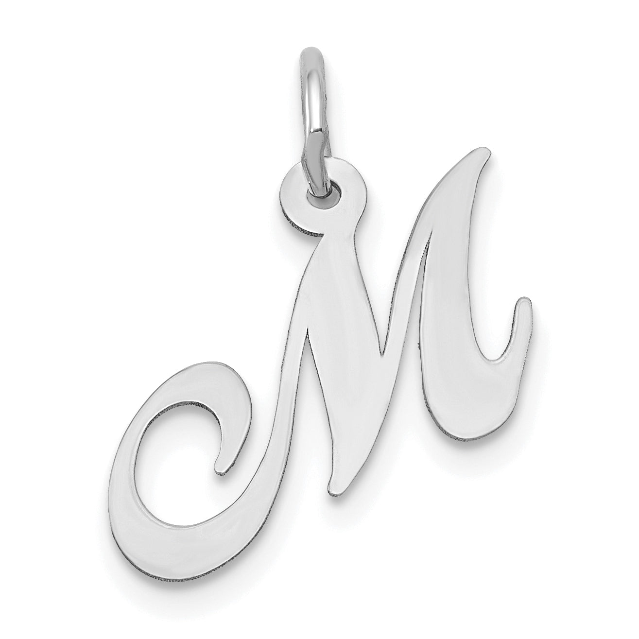 10k White Gold Small Fancy Script Initial M Charm Main image