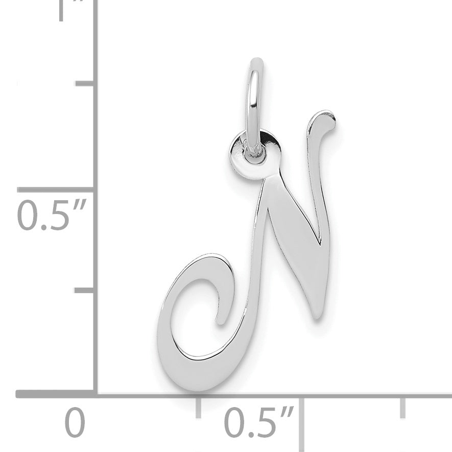 10k White Gold Small Fancy Script Initial N Charm Secondary image
