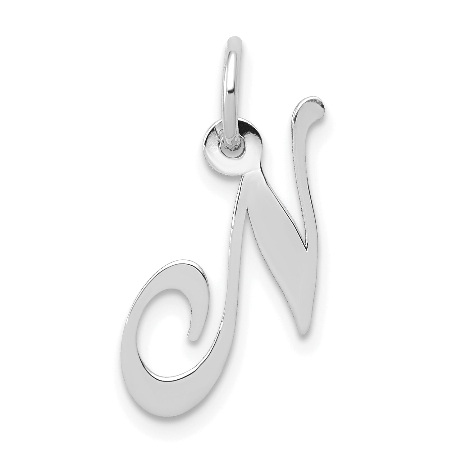 10k White Gold Small Fancy Script Initial N Charm Main image