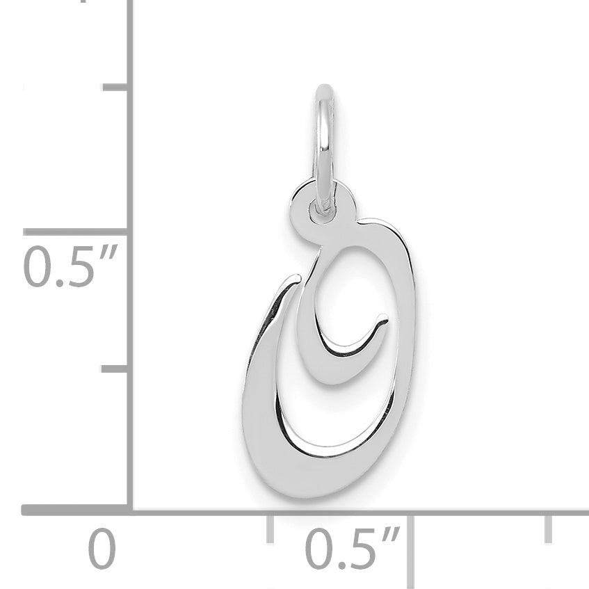 10k White Gold Small Fancy Script Initial O Charm Secondary image