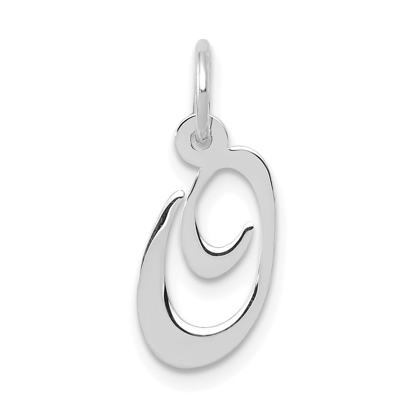 10k White Gold Small Fancy Script Initial O Charm Main image