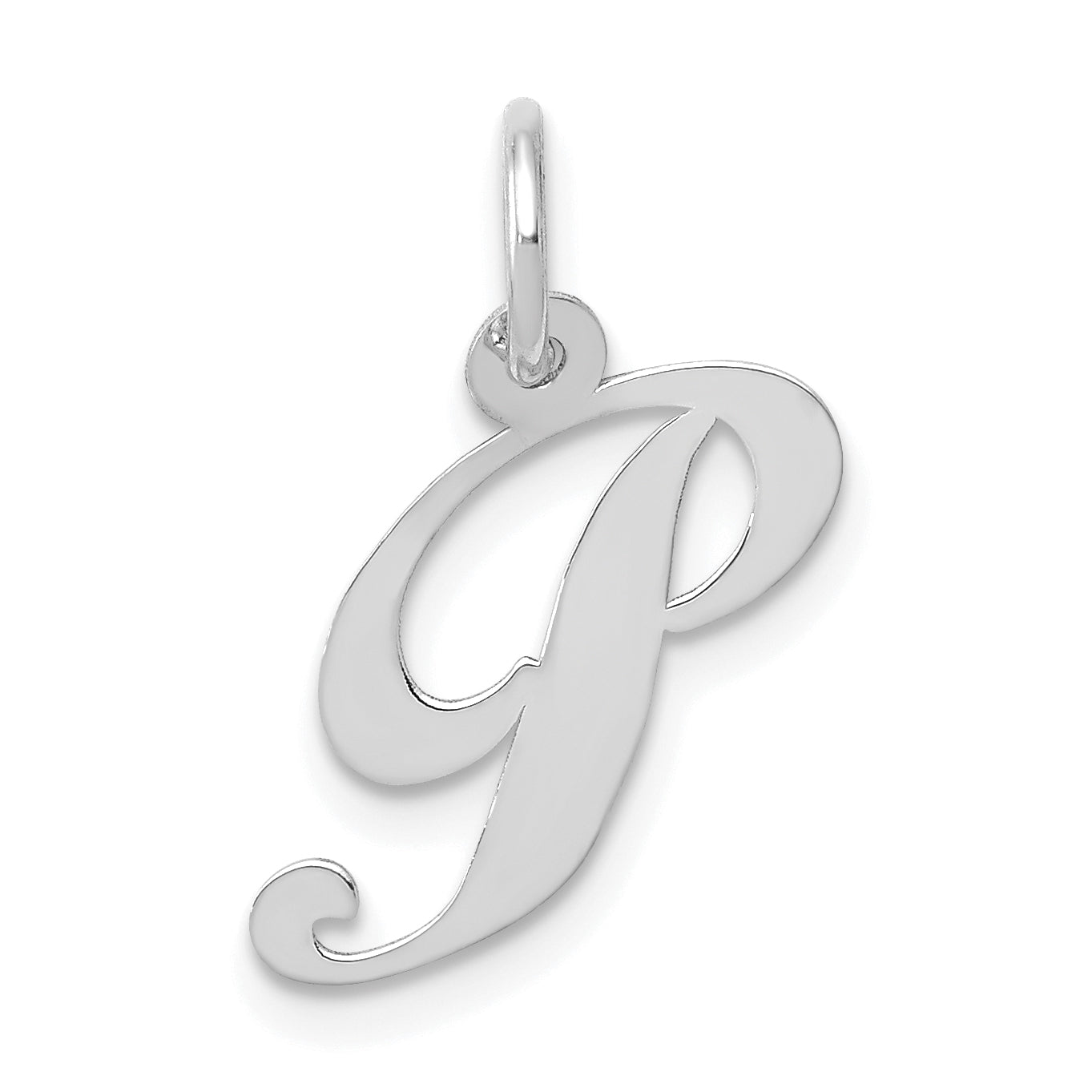 10k White Gold Small Fancy Script Initial P Charm Main image