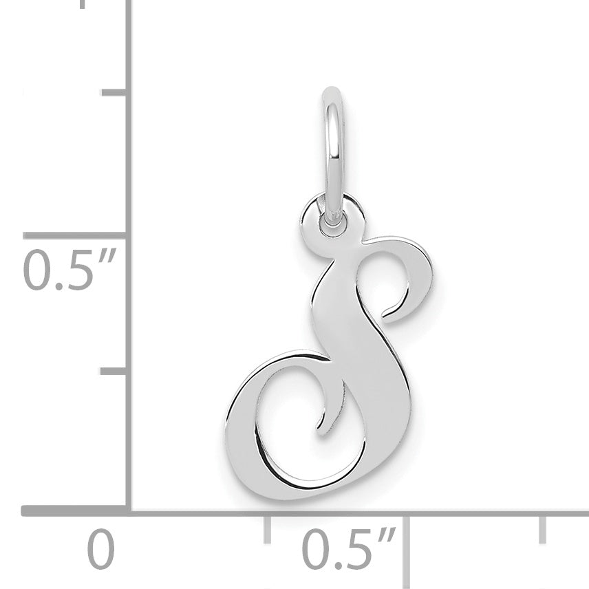 10k White Gold Small Fancy Script Initial S Charm Secondary image
