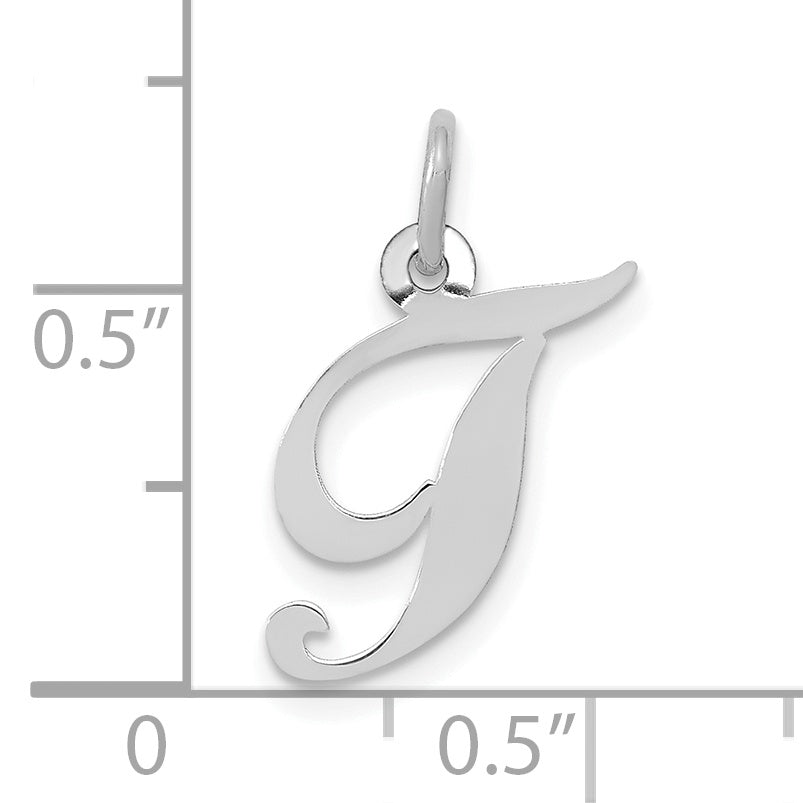 10k White Gold Small Fancy Script Initial T Charm Secondary image