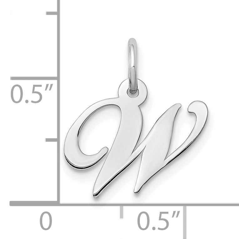 10k White Gold Small Fancy Script Initial W Charm Secondary image