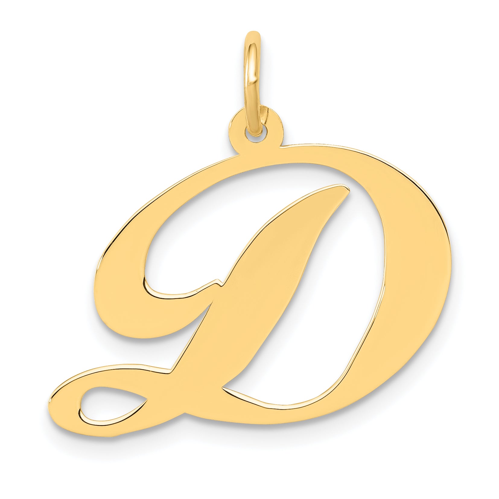 10k Large Fancy Script Letter D Initial Charm Main image