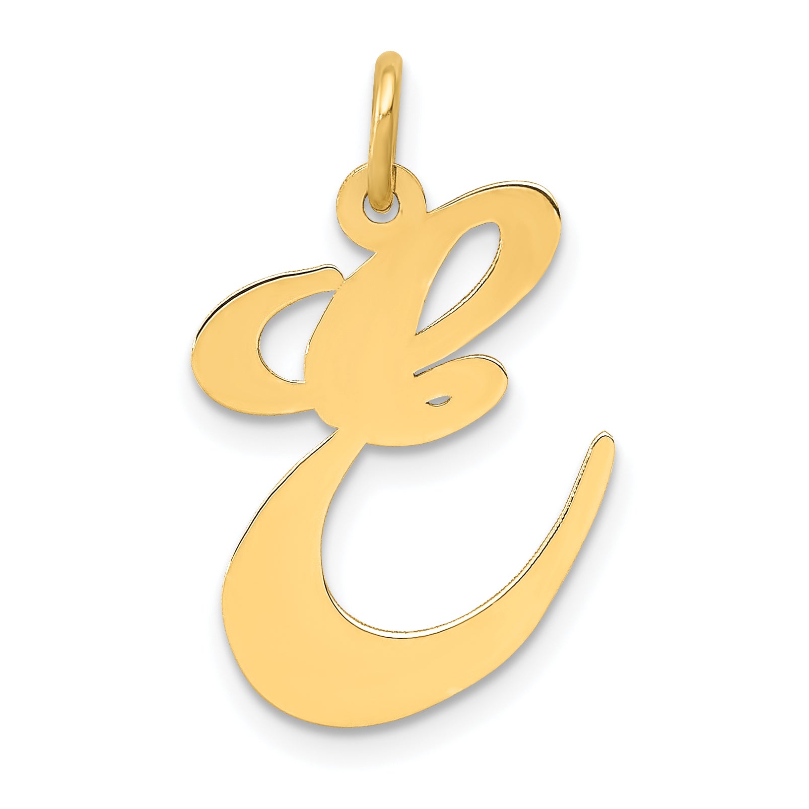10k Large Fancy Script Letter E Initial Charm Main image