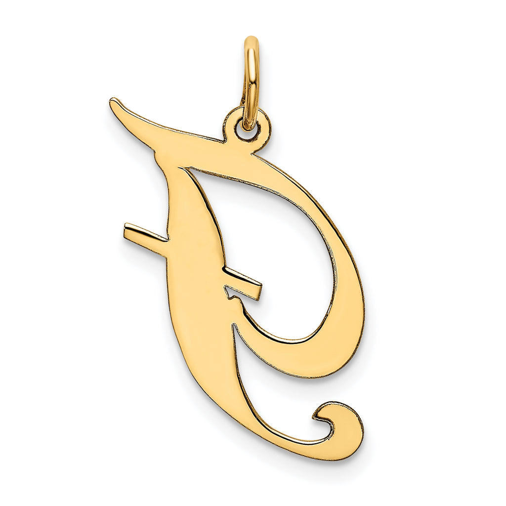 10k Large Fancy Script Letter F Initial Charm
