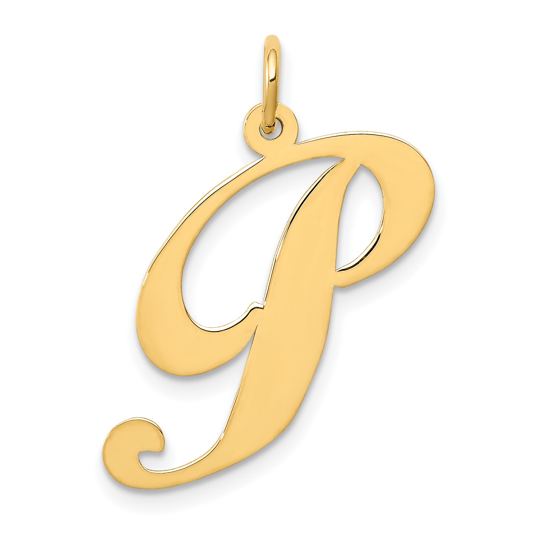 10k Large Fancy Script Letter P Initial Charm Main image