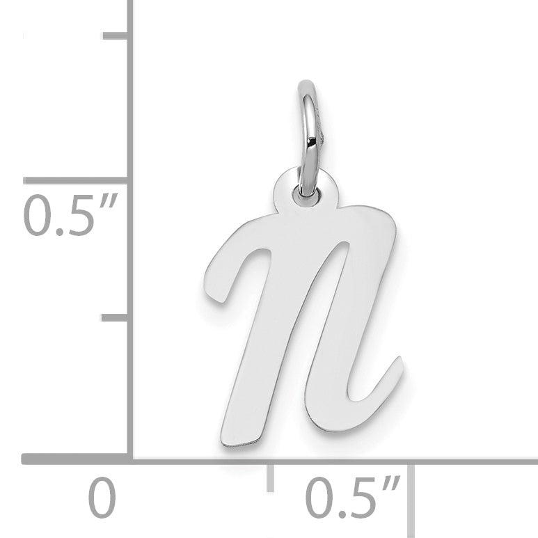 10k White Gold Small Script Initial N Charm Secondary image