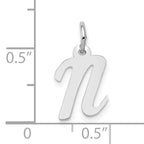 10k White Gold Small Script Initial N Charm