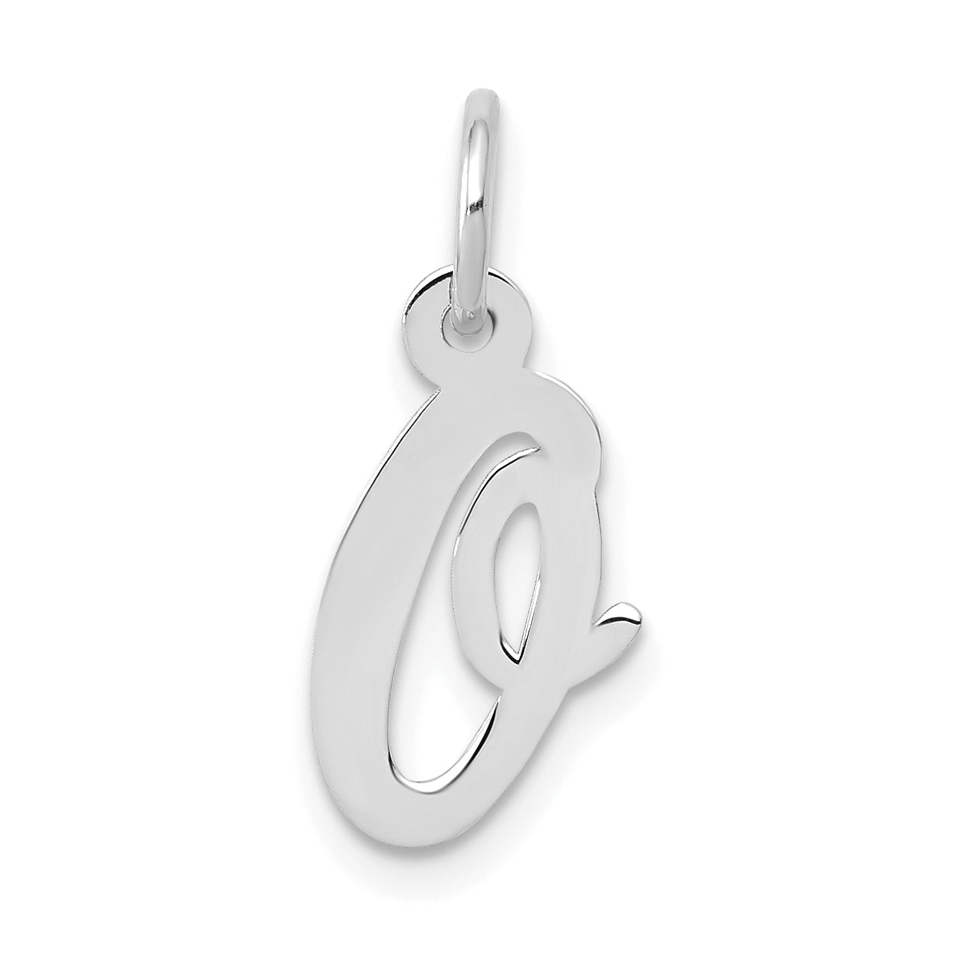 10k White Gold Small Script Initial O Charm Main image