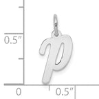 10k White Gold Small Script Initial P Charm