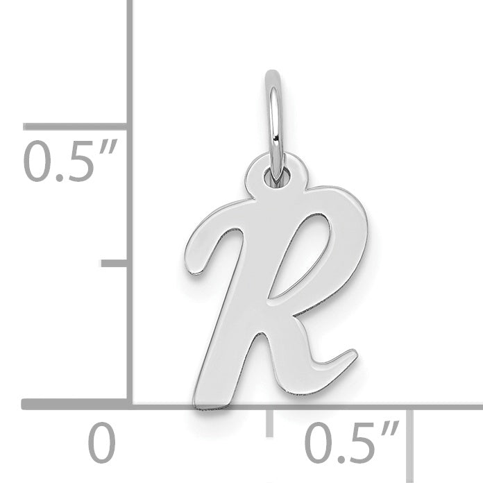 10k White Gold Small Script Initial R Charm Secondary image