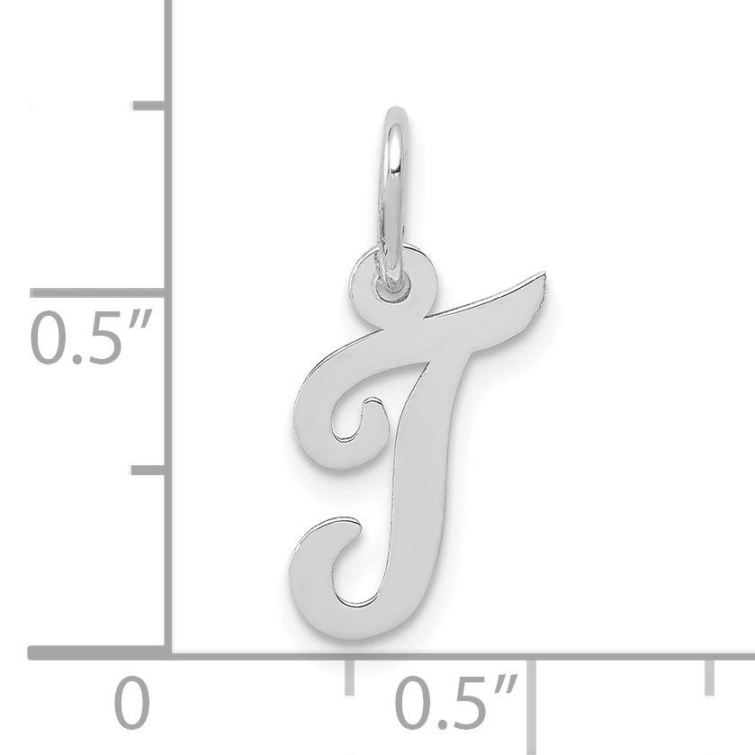 10k White Gold Small Script Initial T Charm Secondary image