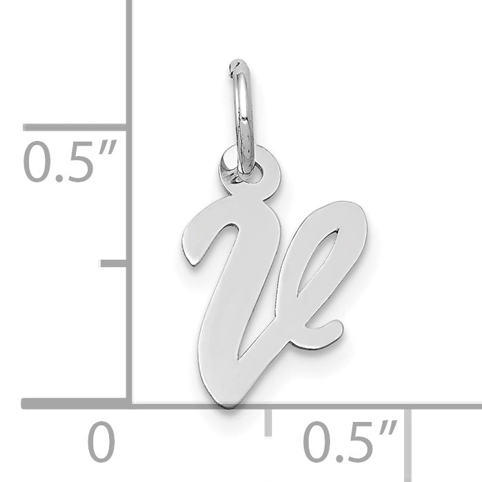 10k White Gold Small Script Initial V Charm Secondary image