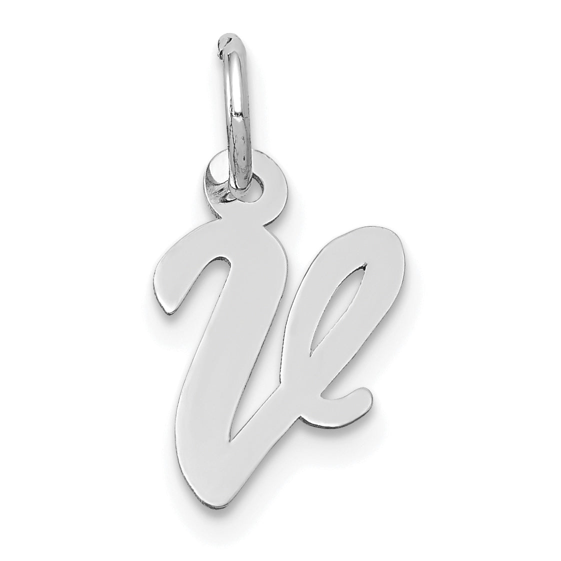 10k White Gold Small Script Initial V Charm Main image