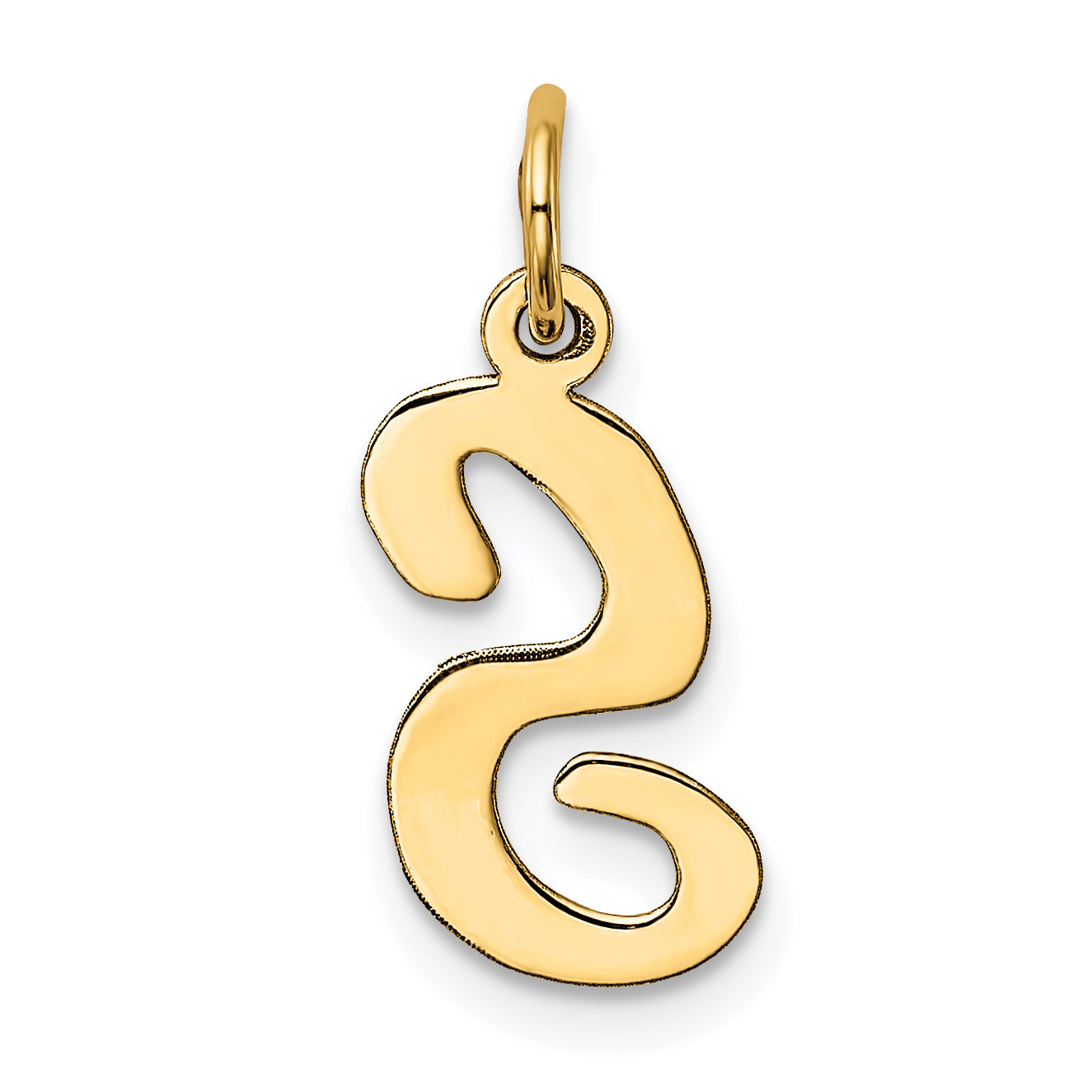 10K Medium Script Letter S Initial Charm