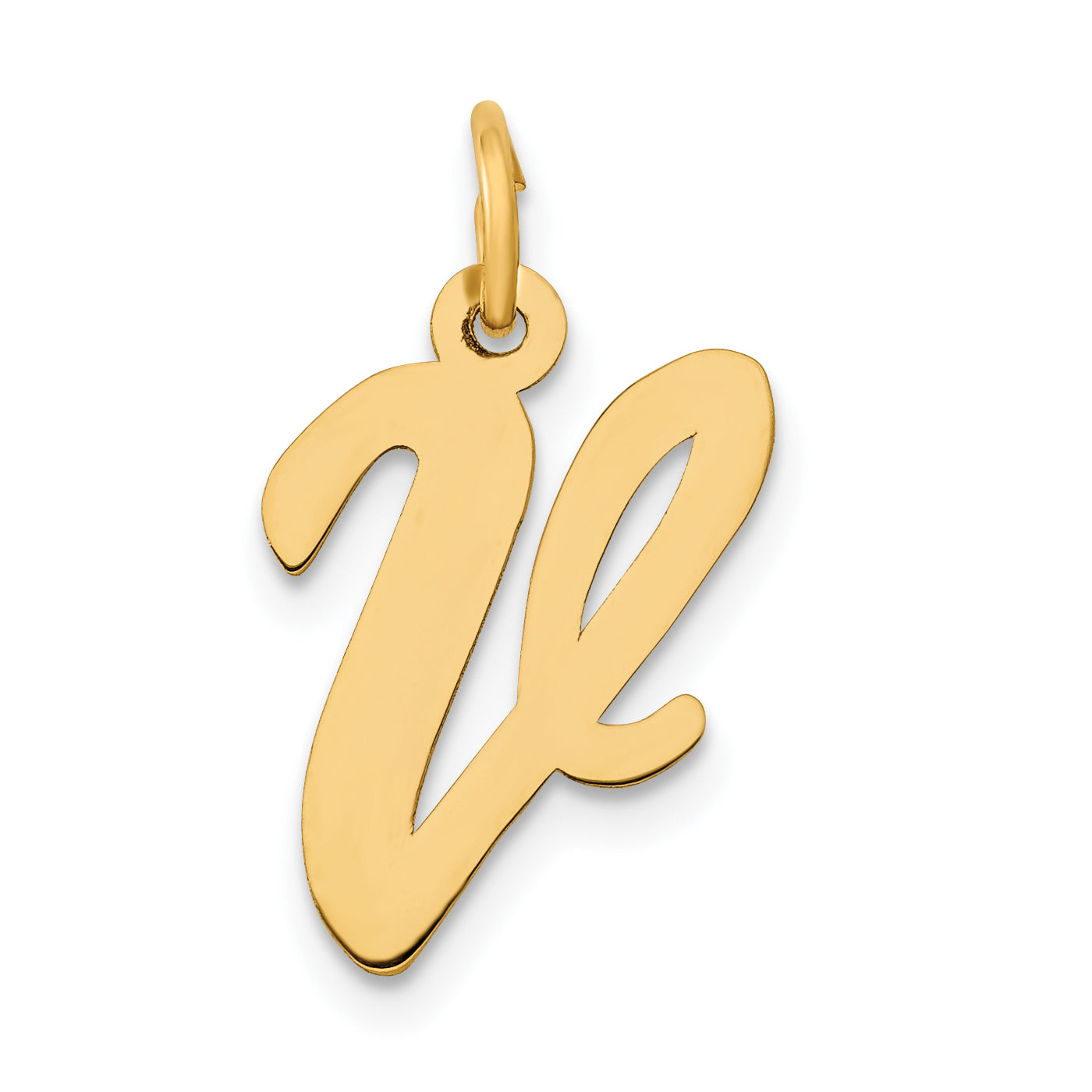 10K Medium Script Letter V Initial Charm Main image