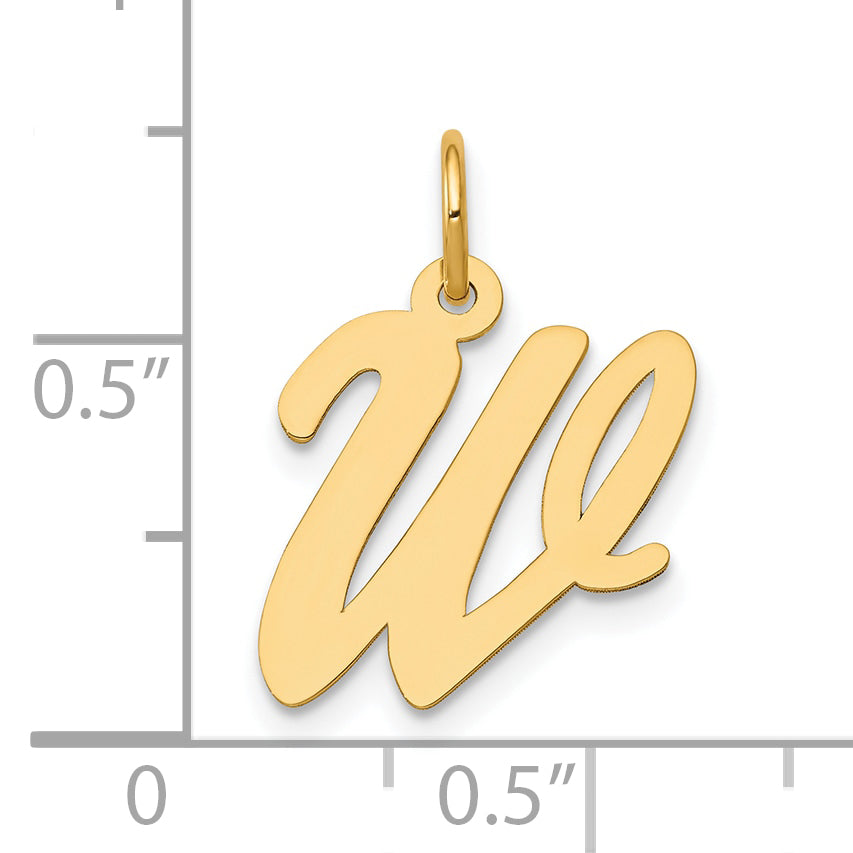 10K Medium Script Letter W Initial Charm