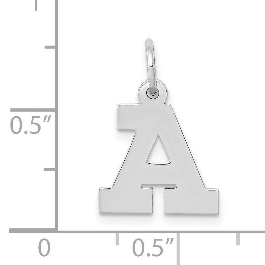 10k White Gold Small Block Initial A Charm Secondary image