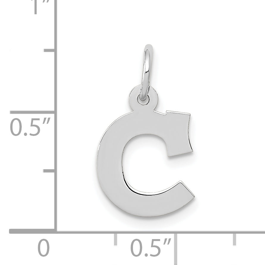 10k White Gold Small Block Initial C Charm Secondary image