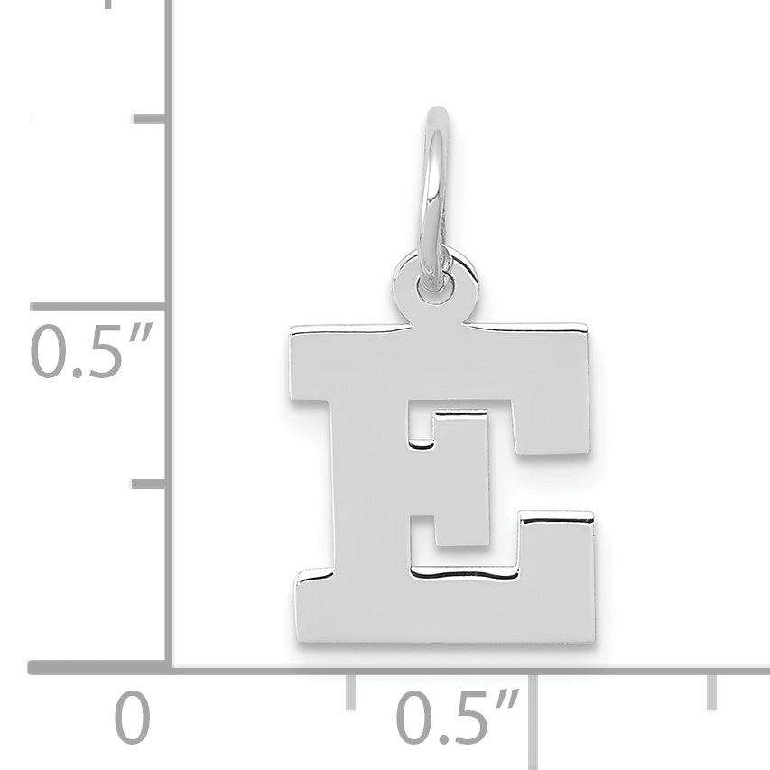 10k White Gold Small Block Initial E Charm Secondary image