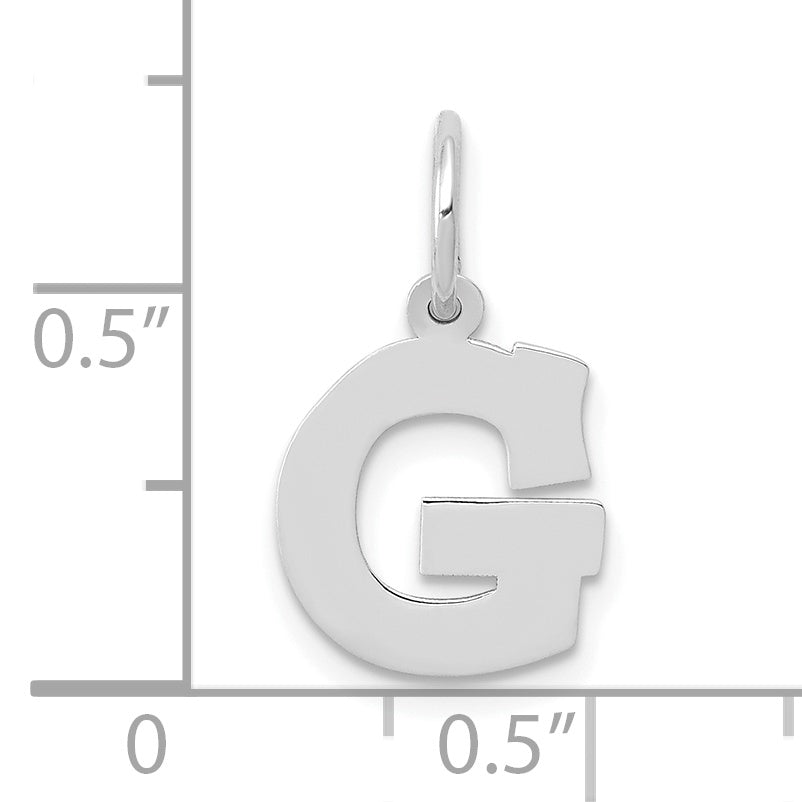 10k White Gold Small Block Initial G Charm Secondary image