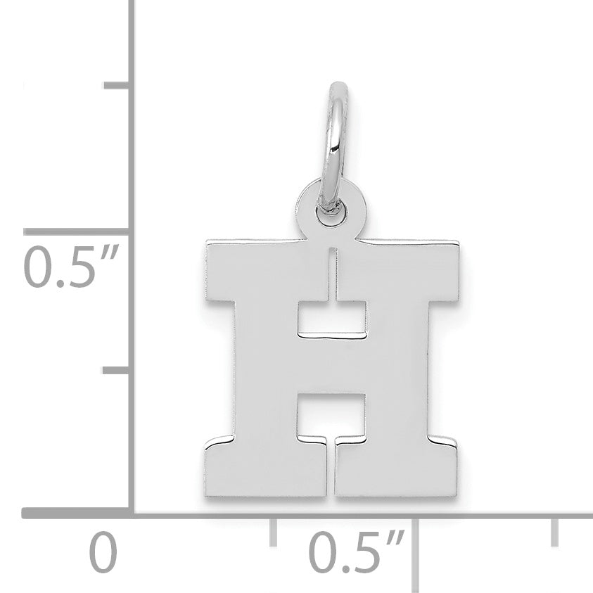 10k White Gold Small Block Initial H Charm Secondary image